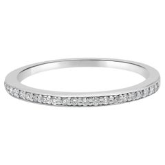 14K White Gold and Bead Set Round Diamond Wedding Band