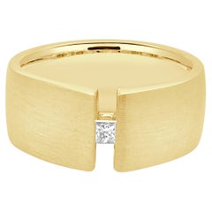 18K Yellow Gold and Channel Set Princess Cut Diamond Solitaire Ring