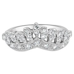 14 Karat White Gold and 2-Row Round Diamond Tiara Ring Guard