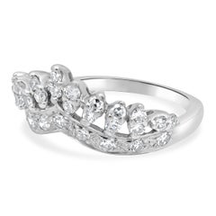 14 Karat White Gold and 2-Row Round Diamond Tiara Ring Guard