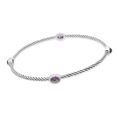 David Yurman: bracciale a cavo con ametista ovale incastonata a castone in argento sterling