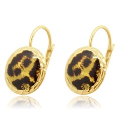 18K Yellow Gold Cheetah Print Earrings