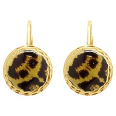 18K Yellow Gold Cheetah Print Earrings