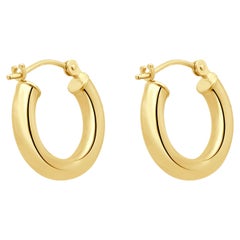 14K Yellow Gold Hollow Hoop Earrings