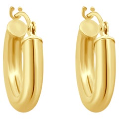 14K Yellow Gold Hollow Hoop Earrings