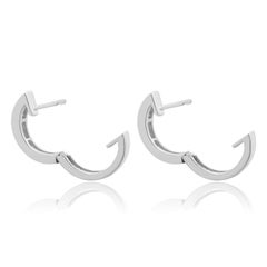 14K White Gold and Channel Set Round Diamond Hoop Earrings
