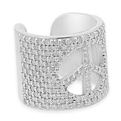 Sheryl Lowe: anello "Peace" in argento sterling con diamante rotondo
