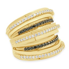 18K Rose Gold Black and White Diamond 5-Row Band