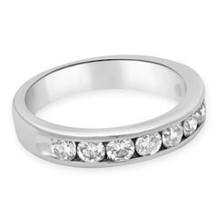 14K White Gold and Channel Set Round Diamond Band