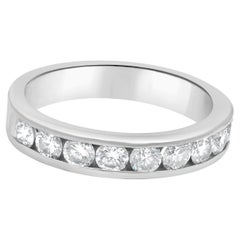 14K White Gold and Channel Set Round Diamond Band