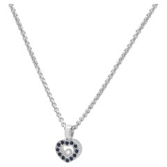 Chopard 18K White Gold Round Blue Sapphire, Round Diamond Happy Diamonds Heart