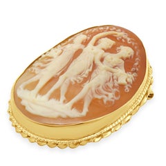 14K Yellow Gold Three Muses Cameo Pin/Pendant