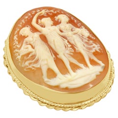 14K Yellow Gold Three Muses Cameo Pin/Pendant