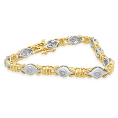 14K Two-Tone Round Diamond Knot Inline Bracelet 7.5"