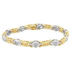 14K Two-Tone Round Diamond Knot Inline Bracelet 7.5"