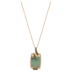 LeVian 14K Rose Gold Cabochon Cut Peacock Aquaprase, Round Diamond Halo Pendant