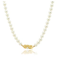 Mikimoto Pearl Strand with 18K Yellow Gold Pearl Milgrain Clasp 16.0"