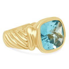 David Yurman 18K Yellow Gold Blue Topaz Noblesse Ring