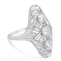 Platinum Old European Cut Diamond Art Deco Ring