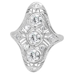 Platinum Old European Cut Diamond Art Deco Ring