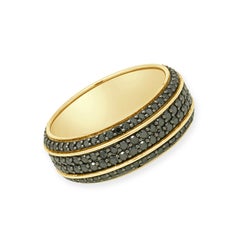 18K Yellow Gold and 4-Row Black Diamond Eternity Band