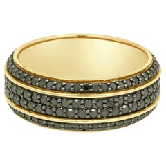 18K Yellow Gold and 4-Row Black Diamond Eternity Band