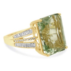 EFFY 14K Yellow Gold Emerald Cut Praisiolite and Diamond Split Shank Ring