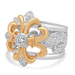 14K/18K Two-Tone White and Rose Gold Diamond Maltese Cross Ring
