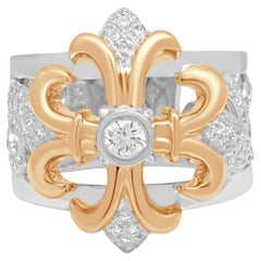 14K/18K Two-Tone White and Rose Gold Diamond Maltese Cross Ring