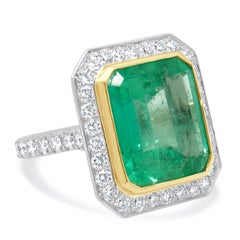 Platinum/18K Yellow Gold GIA Certified Emerald Cut Emerald, Diamond Ring