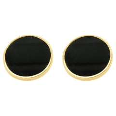 14K Yellow Gold and Onyx Disc Earrings