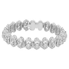 Pulsera vintage de eslabones ovalados en oro blanco de 18 quilates con diamantes redondos, 6,75"