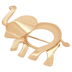 Tiffany & Co. 18K Rose Gold Save the Wild Elephant Pin with Round Diamond Accent