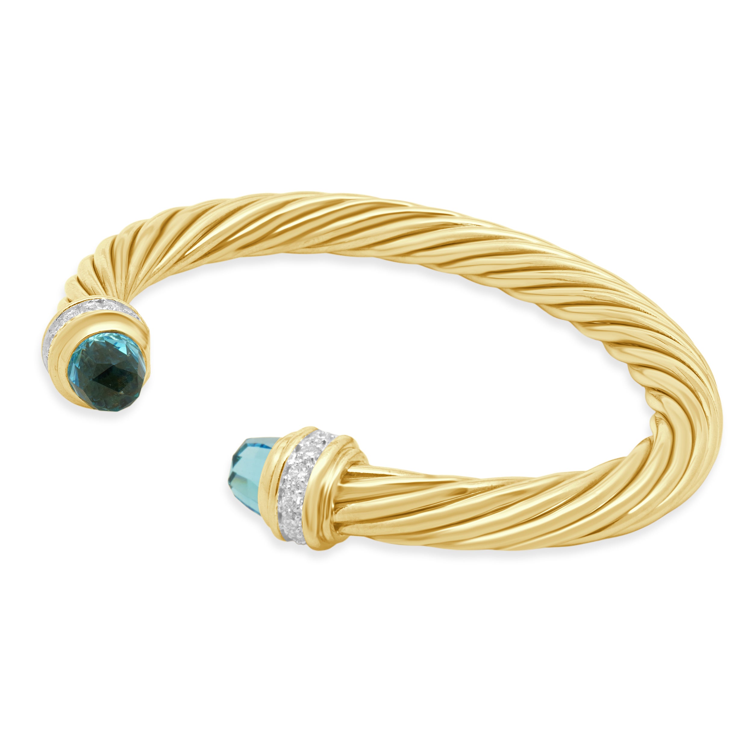 Stone Yellow Color David Yurman 18K Yellow Gold Classic Cablespira Cuff Bracelet For Sale ...