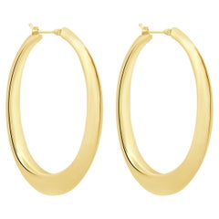 14K Rose Gold Knife Edge Hollow Oval Hoop Earrings