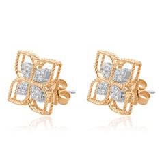 Orecchini Roberto Coin in oro bicolore 18 carati (oro rosa e bianco) con diamanti a forma di fiore