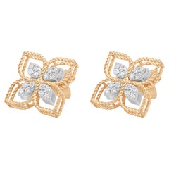 Orecchini Roberto Coin in oro bicolore 18 carati (oro rosa e bianco) con diamanti a forma di fiore