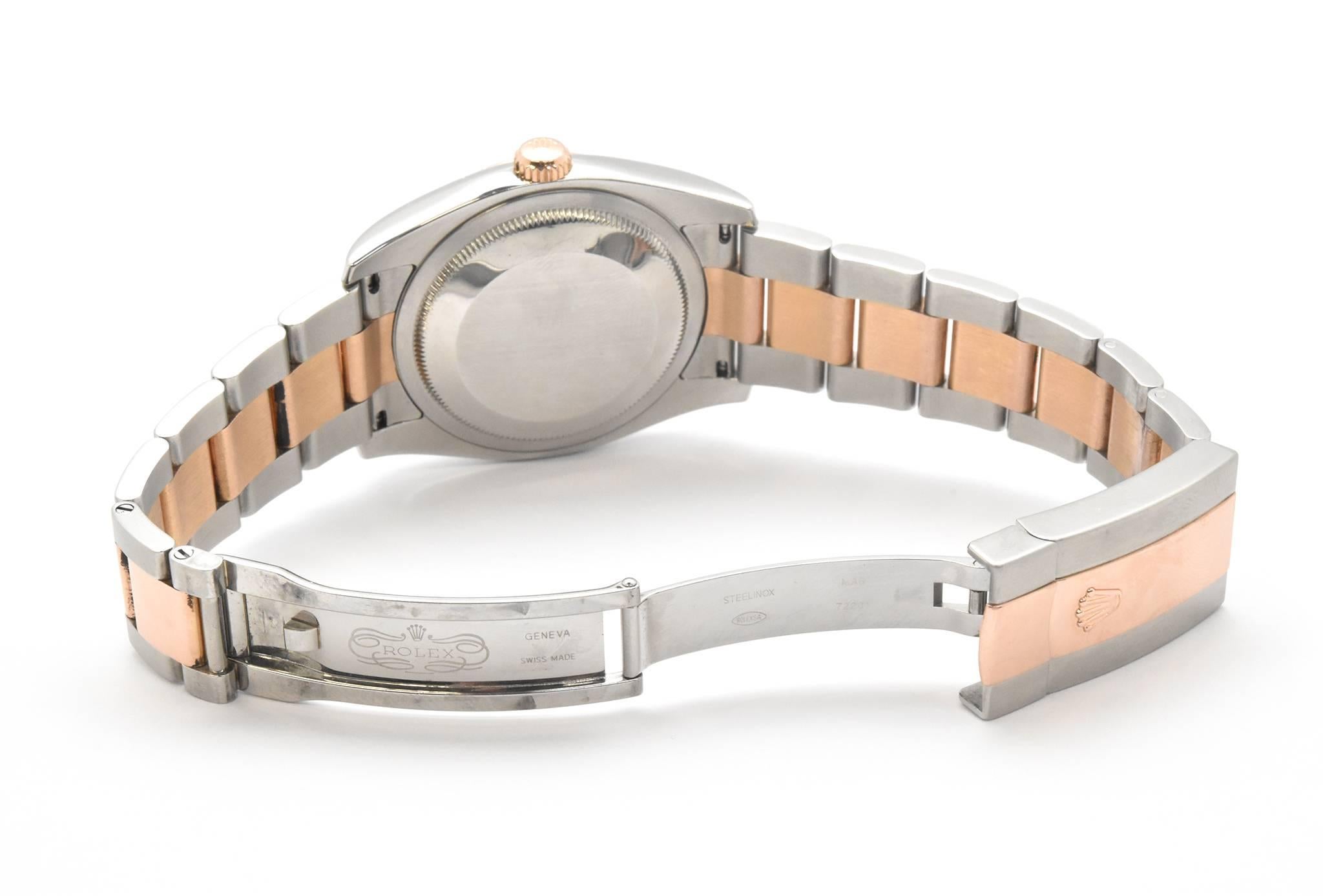 Modern Rolex Rose Gold stainless steel Datejust Smooth Bezel Wristwatch Ref 116201
