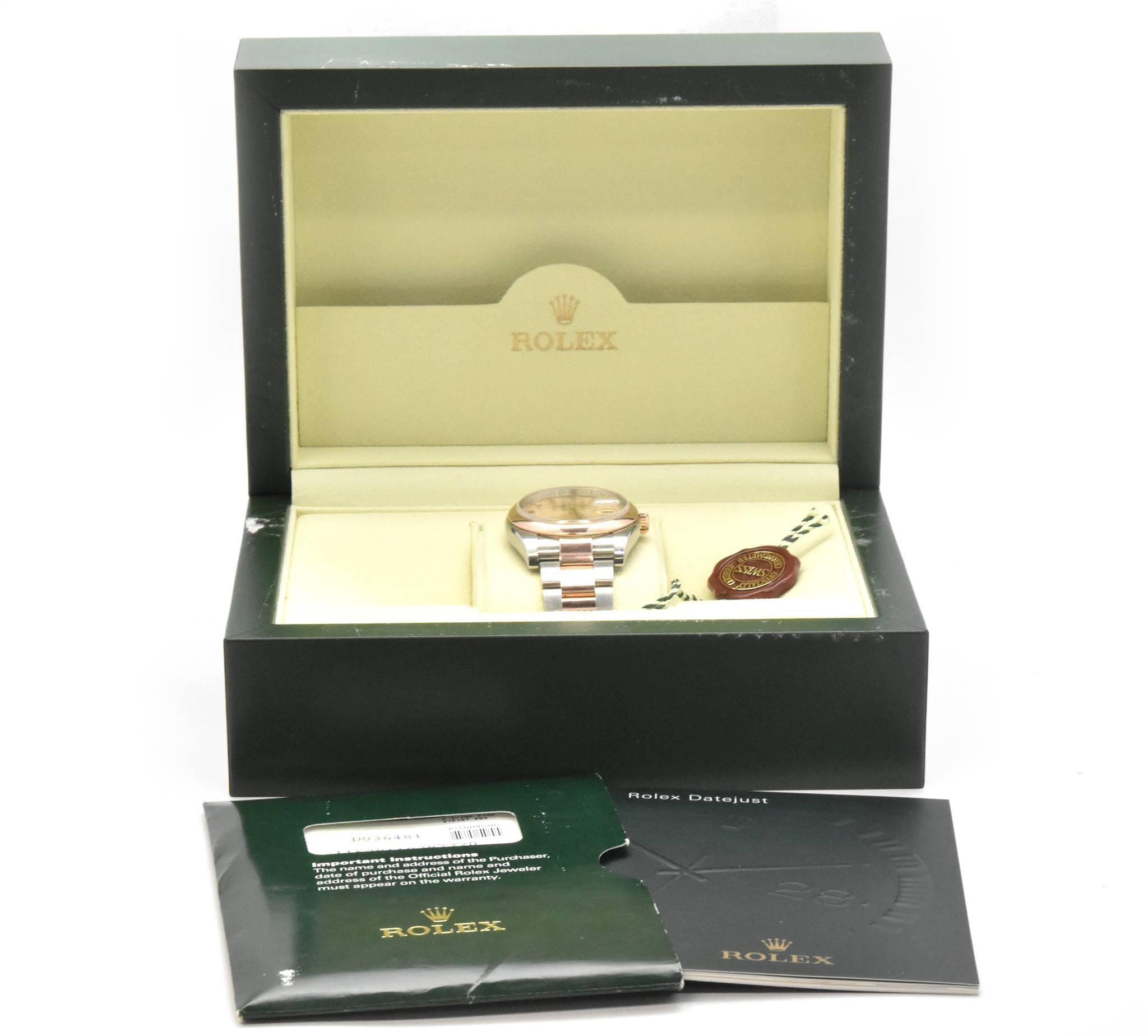 Women's or Men's Rolex Rose Gold stainless steel Datejust Smooth Bezel Wristwatch Ref 116201