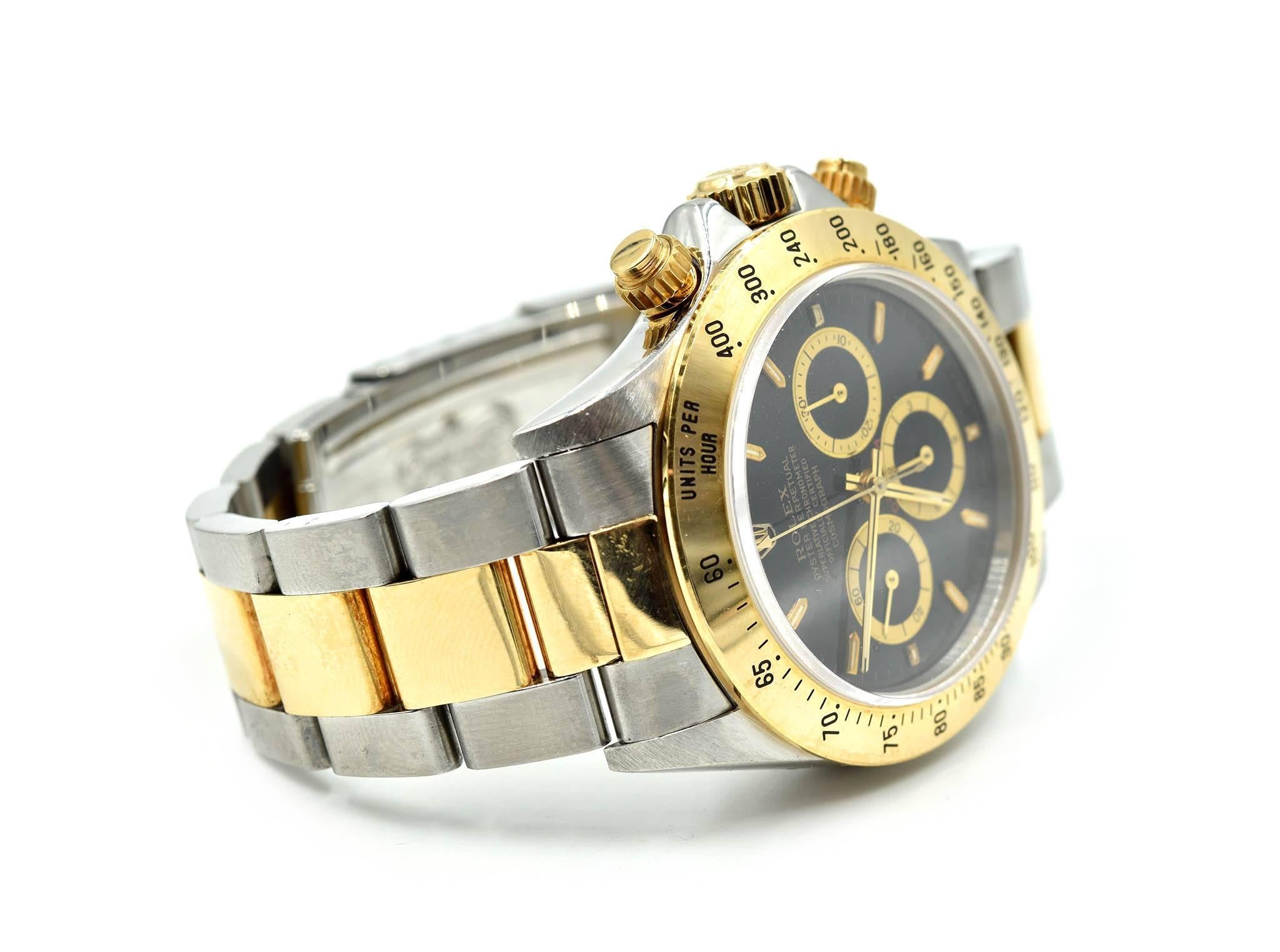 Rolex Yellow Gold Stainless Steel Daytona automatic Wristwatch Ref 16523 In Excellent Condition In Scottsdale, AZ