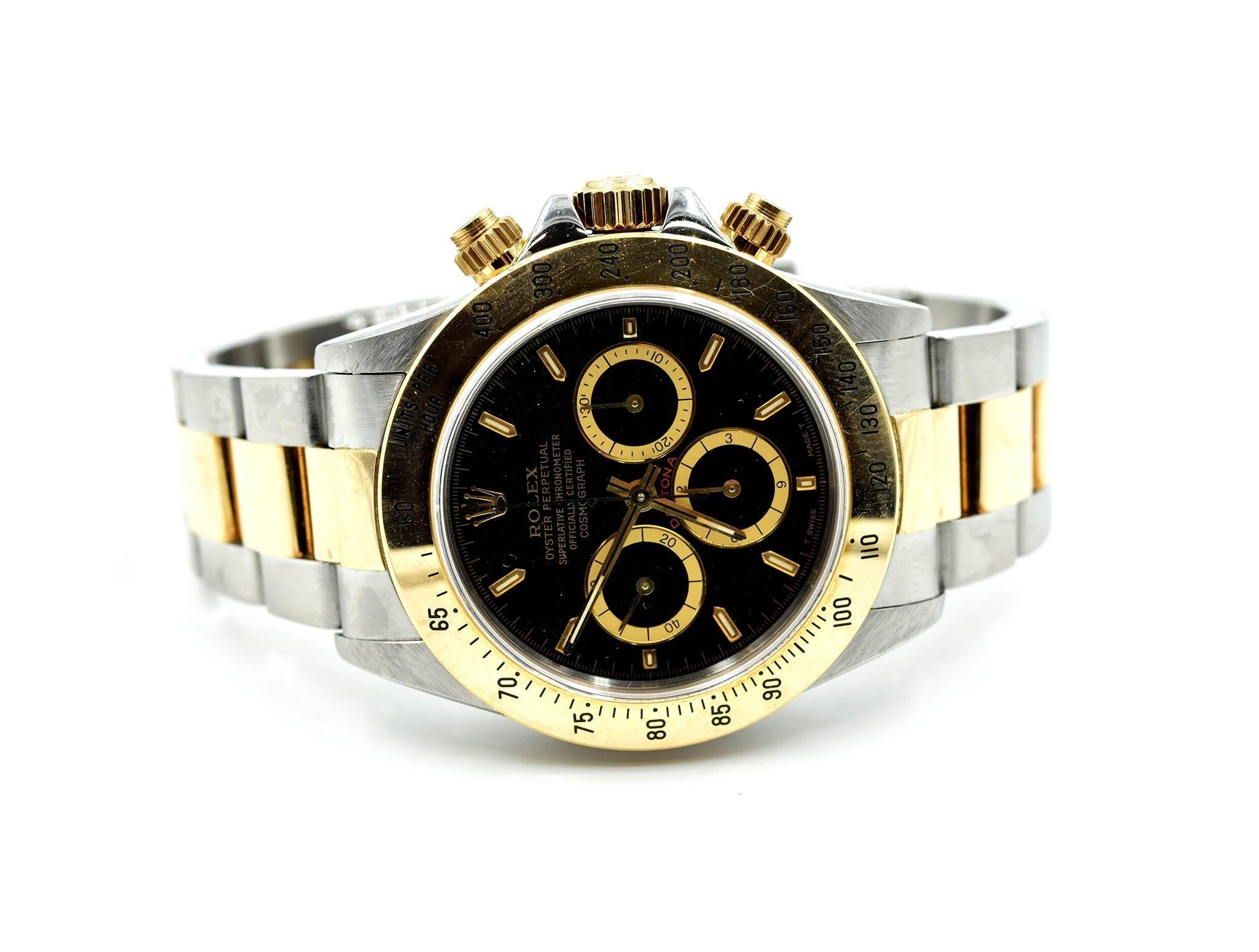Modern Rolex Yellow Gold Stainless Steel Daytona automatic Wristwatch Ref 16523