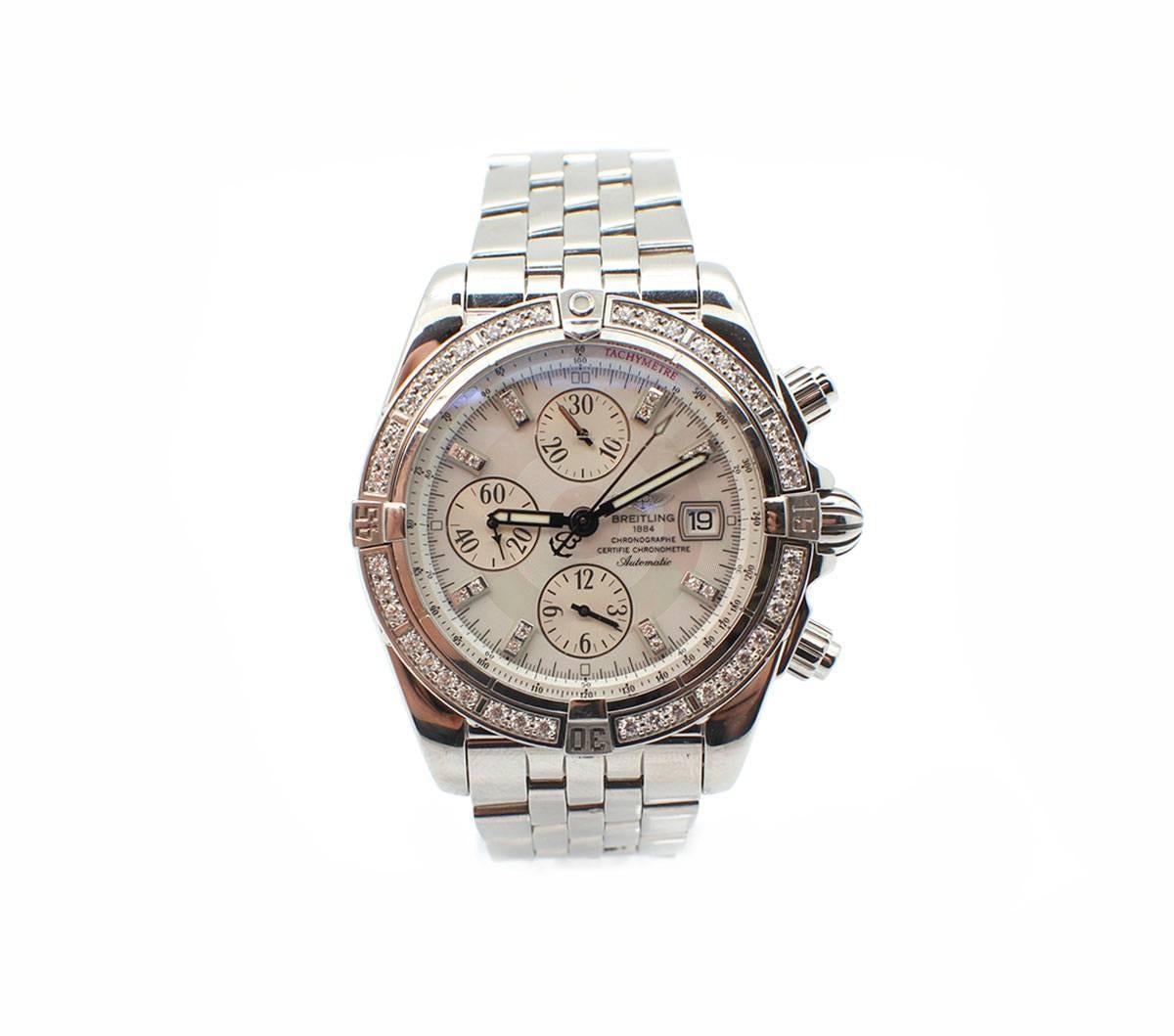 Men's Breitling Stainless Steel Diamond Chronomat Evolution automatic Wristwatch  