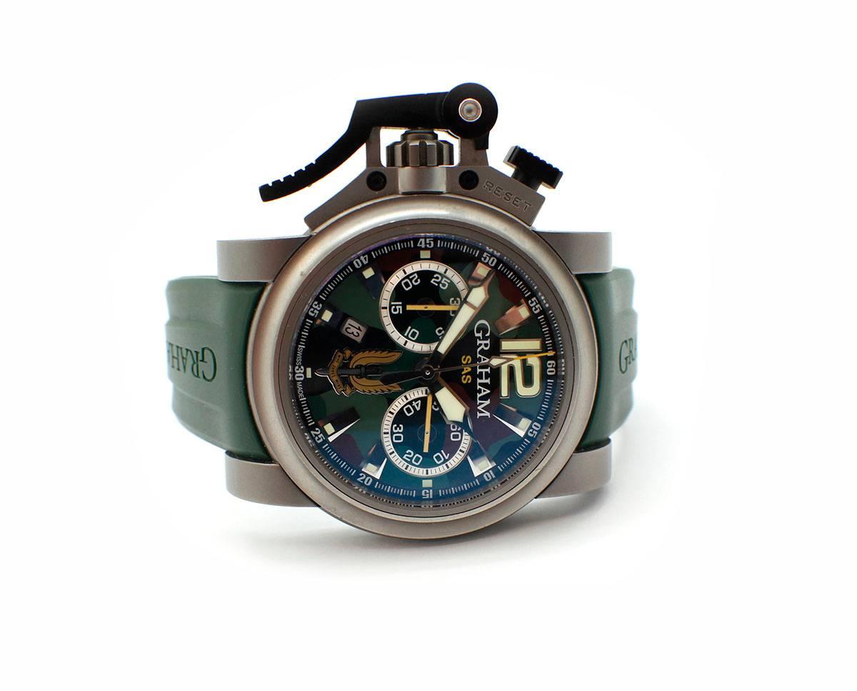 Graham Silver Titanium Chronofighter Commando SAS automatic Wristwatch In Excellent Condition In Scottsdale, AZ