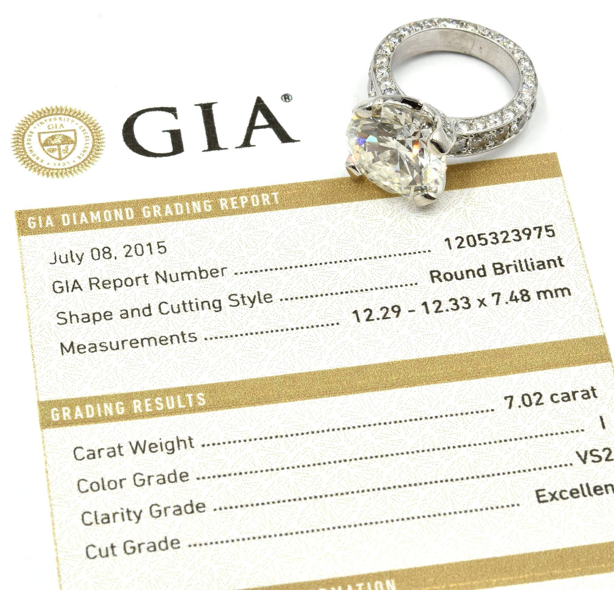 7.02 Carat Round Brilliant Diamond Engagement Ring 3