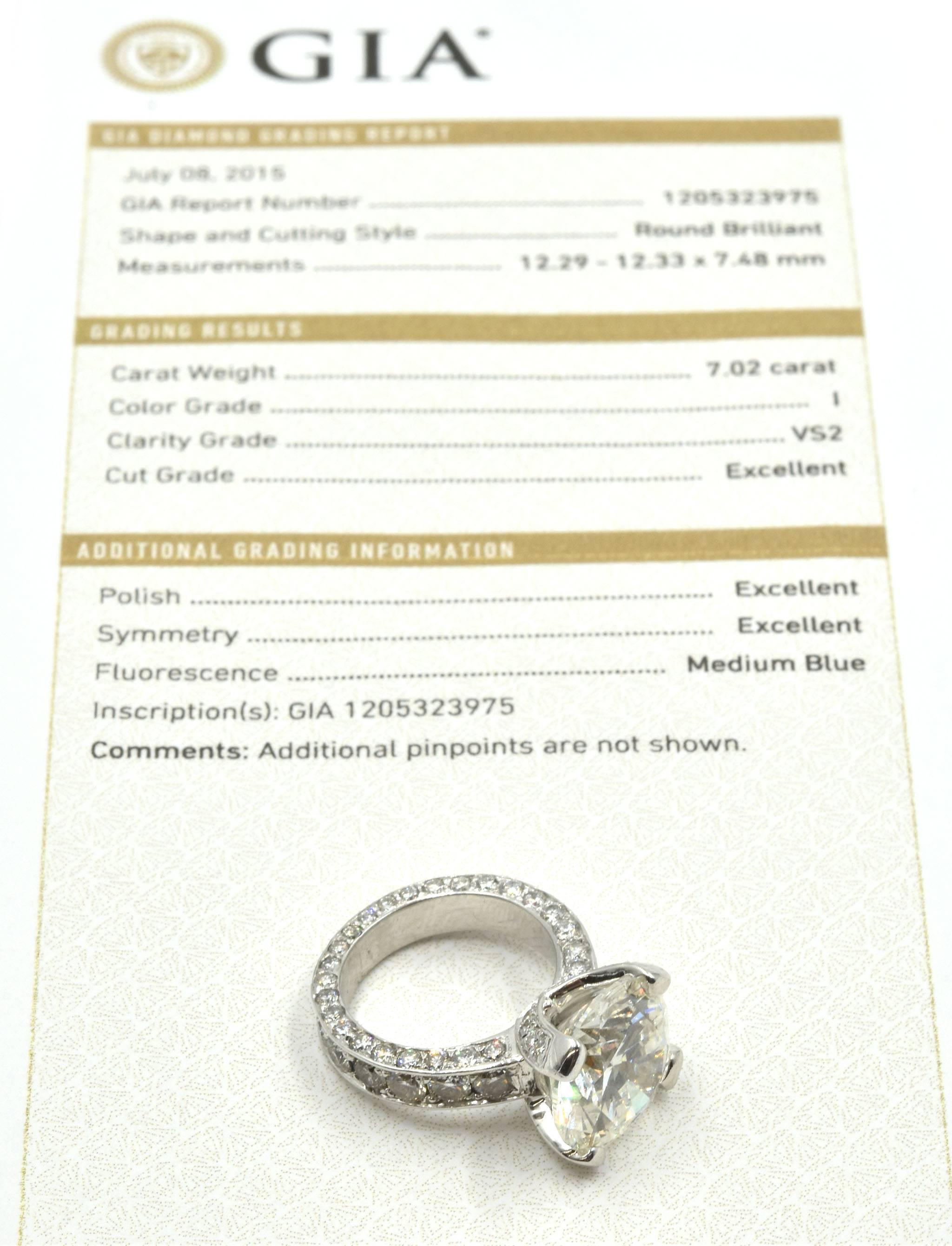 7.02 Carat Round Brilliant Diamond Engagement Ring 4