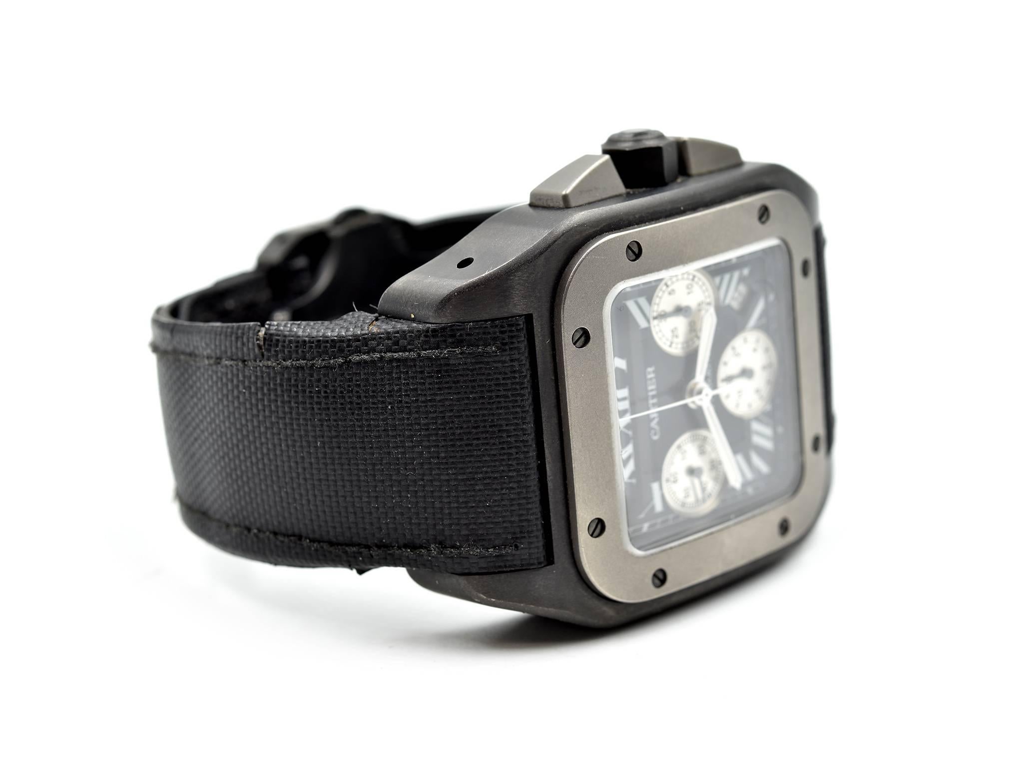 Men's Cartier Titanium Stainless Steel Santos 100 Chronograph Automatic Wristwatch