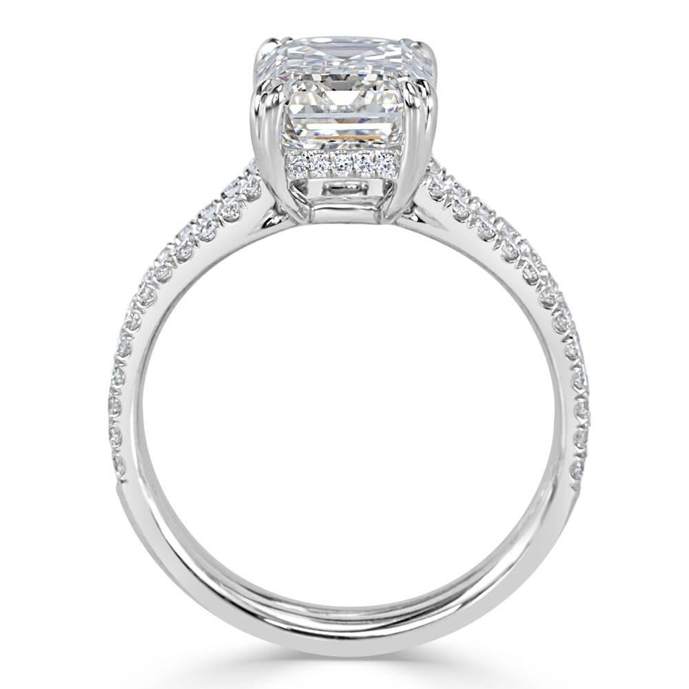 Modern Mark Broumand 3.95 Carat Emerald Cut Diamond Engagement Ring in Platinum