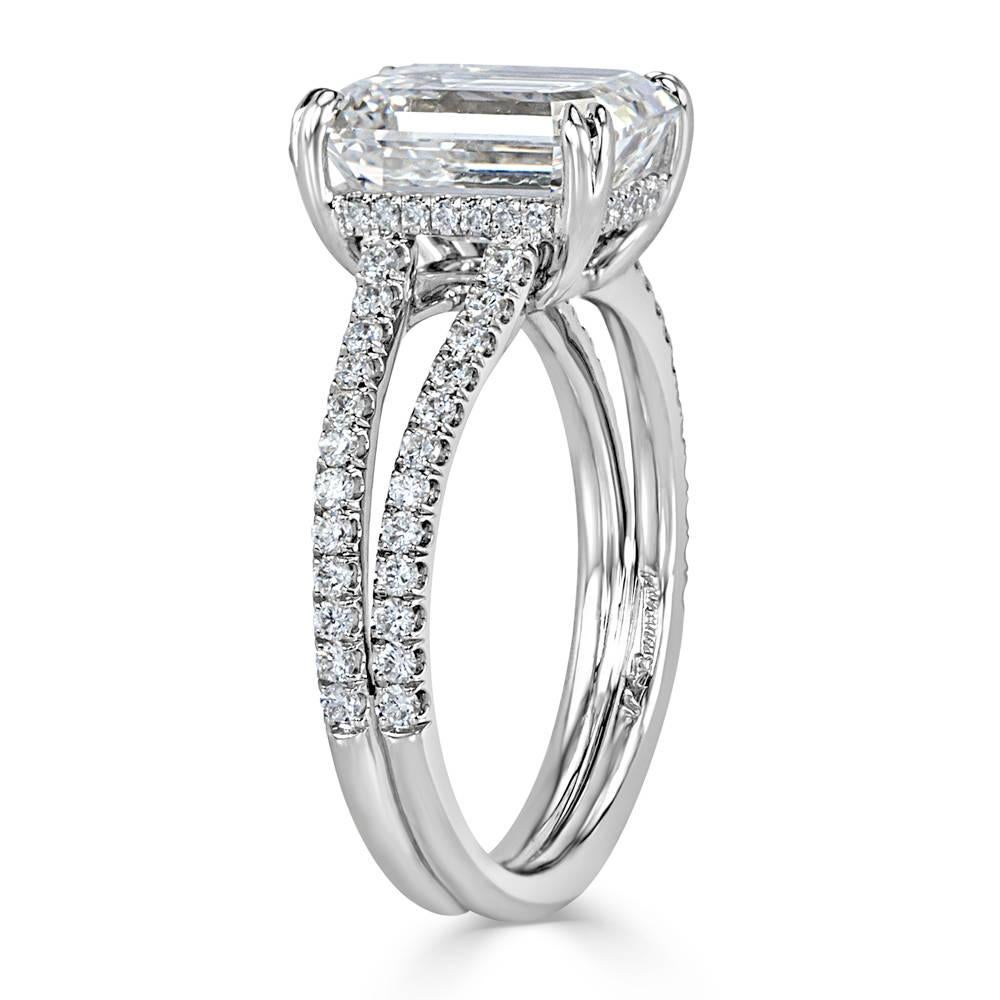 emerald cut engagement ring split shank