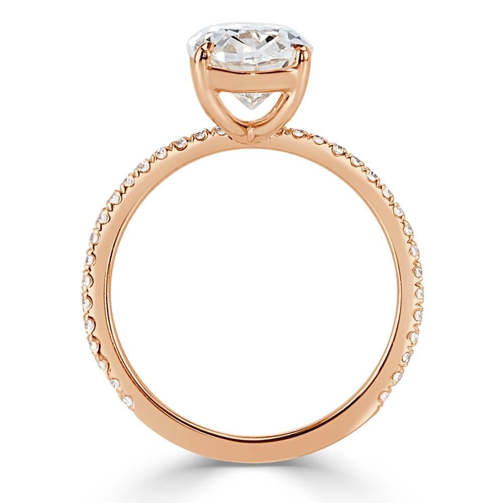 Mark Broumand 3.31 Carat Old Mine Cut Diamond Ring in 18 Karat Rose Gold In New Condition In Los Angeles, CA