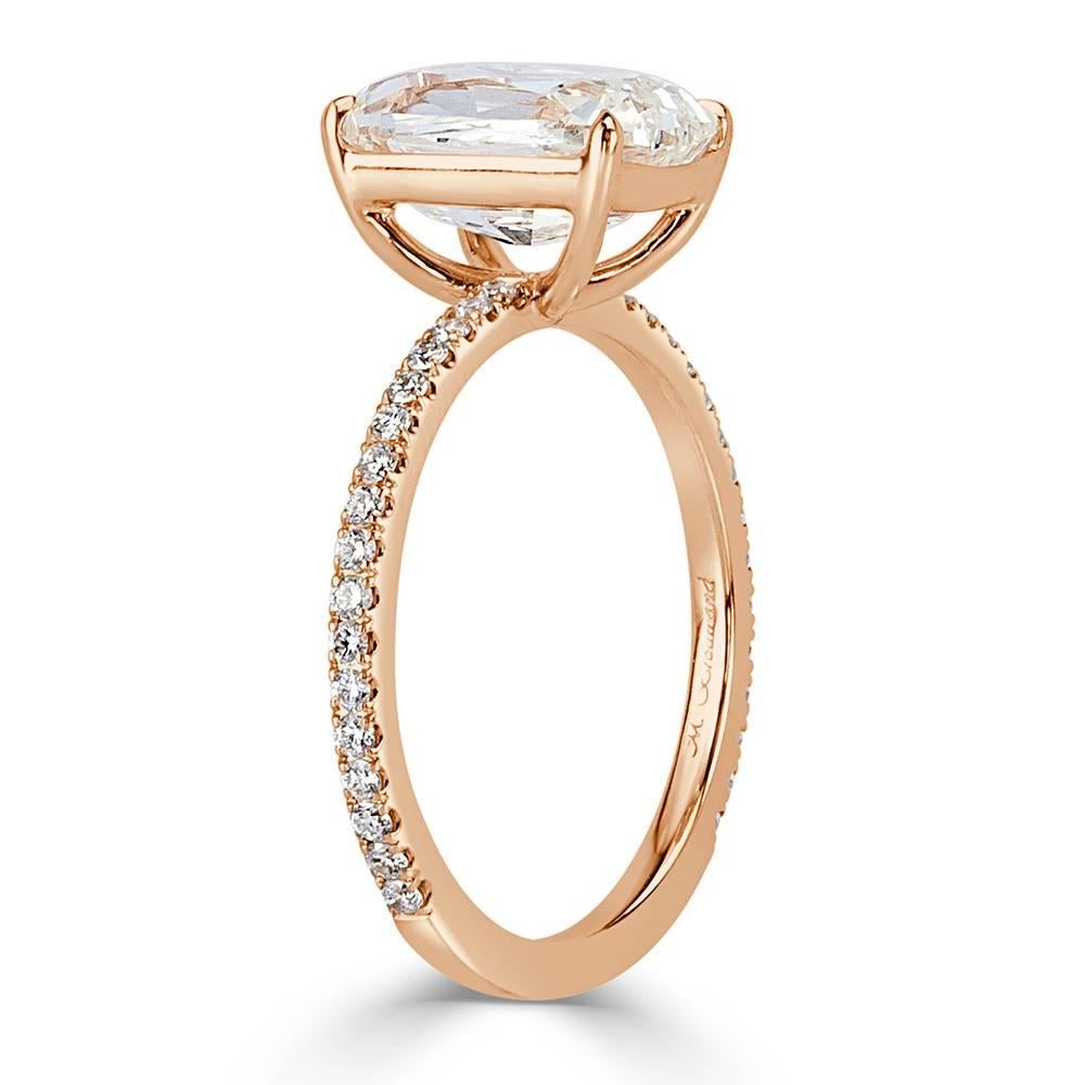 Modern Mark Broumand 3.31 Carat Old Mine Cut Diamond Ring in 18 Karat Rose Gold